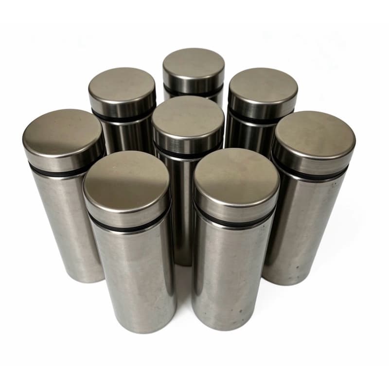 kit prolongador com 8un para vidro em aço inox 19x50mm já com bucha e parafuso
