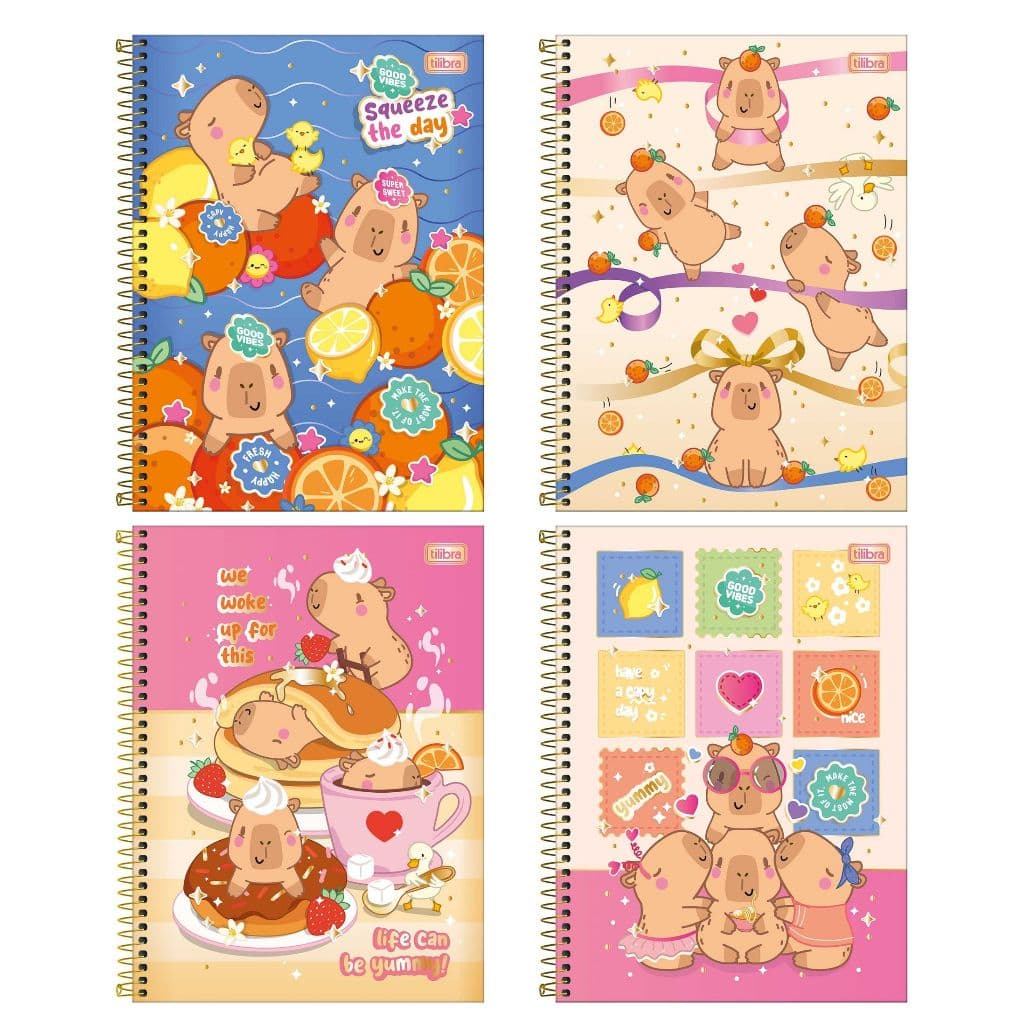 Caderno Universitário Capivaras Capy Club 12 Matérias 192 Folhas 20 x 27,5 cm - Tilibra