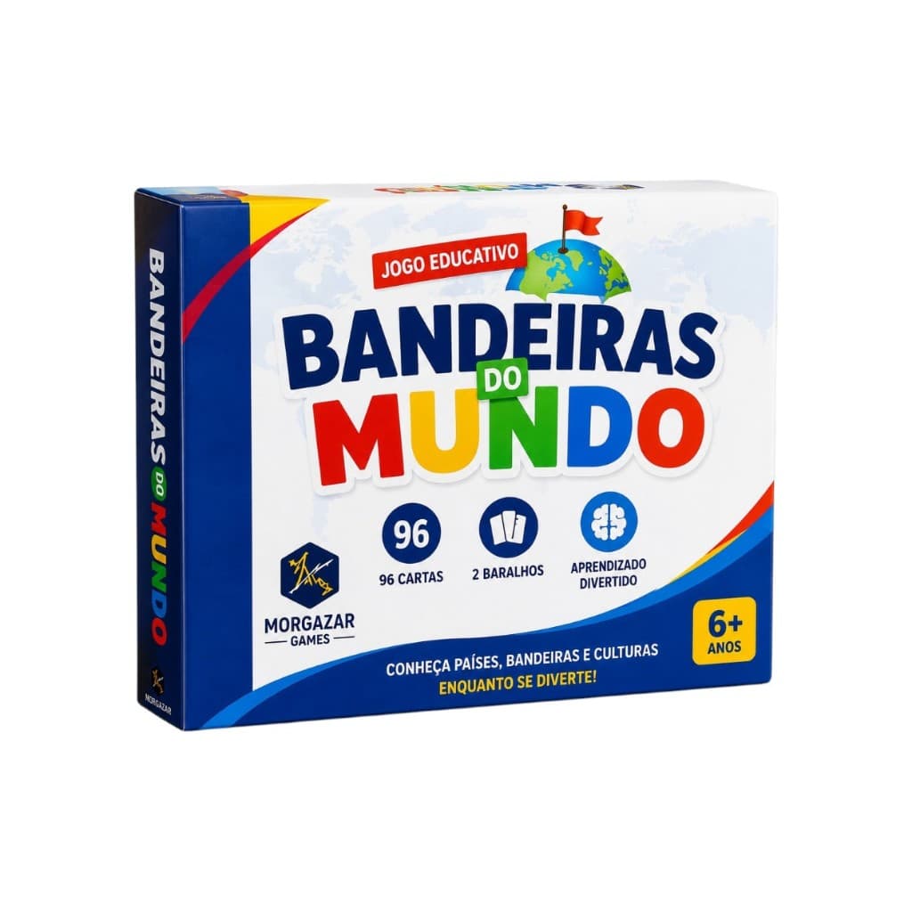 Jogo de Cartas Educativo Bandeiras do Mundo Países e Geografia - Infantil Tabuleiro
