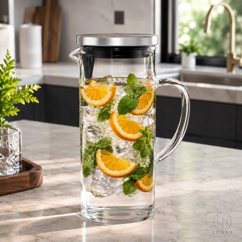 Jarra De Vidro Com Tampa Inox Borossilicato 1 Litro Suco Água
