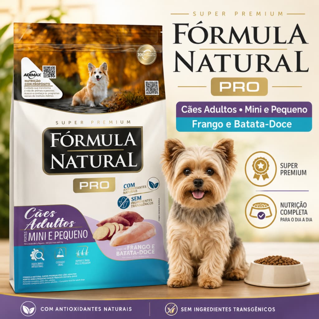 Ração Fórmula Natural Pro Cães Adultos Mini e Pequeno 15kg Frango e Batata-Doce Super Premium