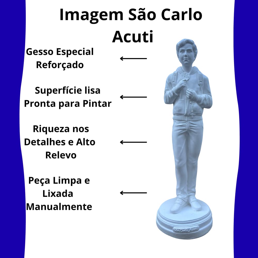 Imagem São Carlo Acutis Em Gesso 30 cm Estátua
