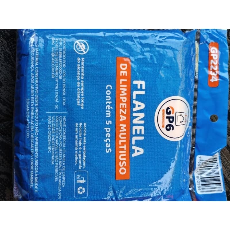 Kit 5 Flanelas de Microfibra Multiuso Limpeza Pesada e Delicada - Não Risca