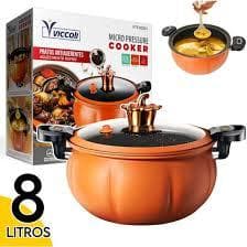 Panela de Micro Pressão Viccoli 8L Antiaderente Cozinha Indução e Gás Abóbora