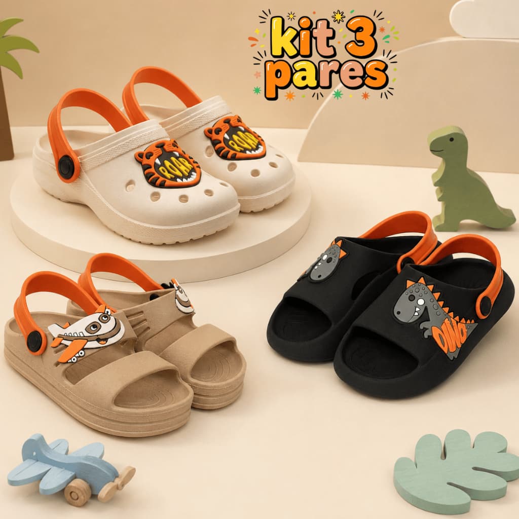 Kit 3 Pares Sandália Infantil Menino Leve Confortável