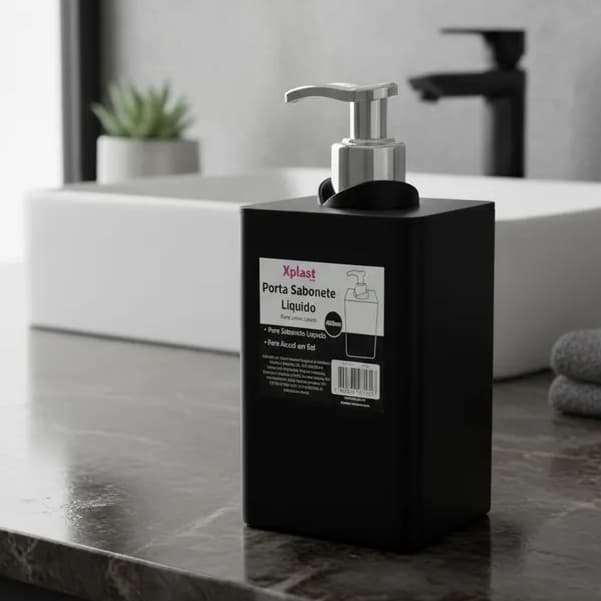 Porta Sabonete Líquido Dispenser 550ml Xplast Preto Sofisticado Super Oferta Envio Rápido