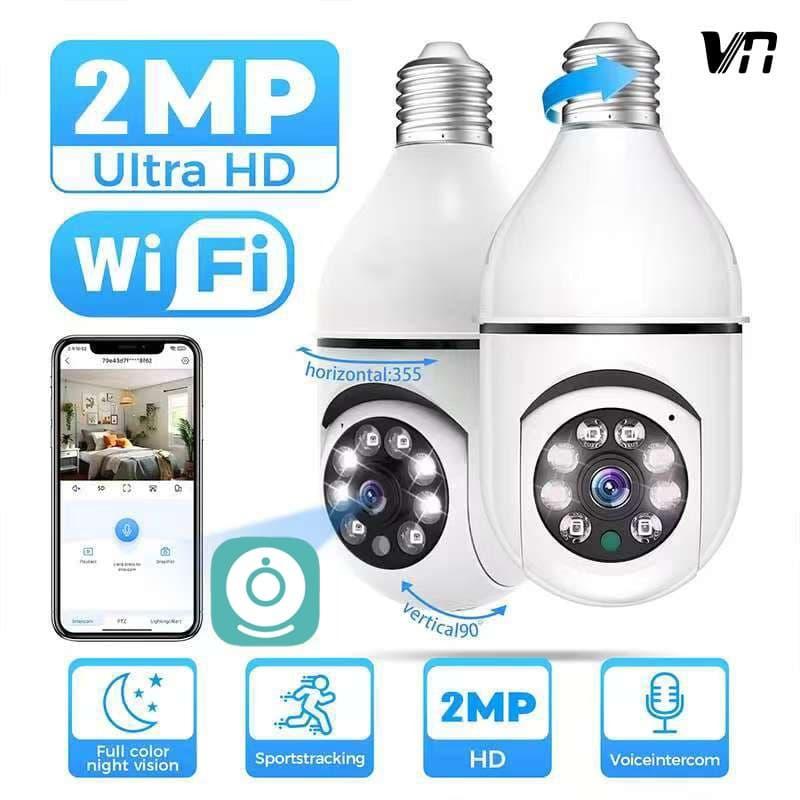 Câmera de Segurança Lâmpada WiFi e 4G Giratória 360° Full HD Visão Noturna Com Microfone 8177