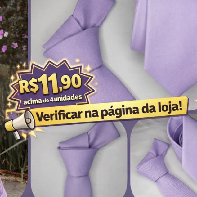 Kit de 5 a 9 unidades Gravata masculina Lilás Lavanda Fosca (Tecido Oxford A pronta entrega)