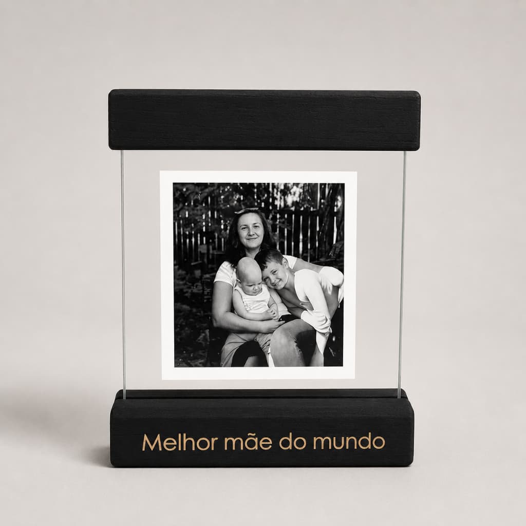 Presente Dia das Mães Porta Retrato Vidro Duplo 10x10 Dia dos Pais
