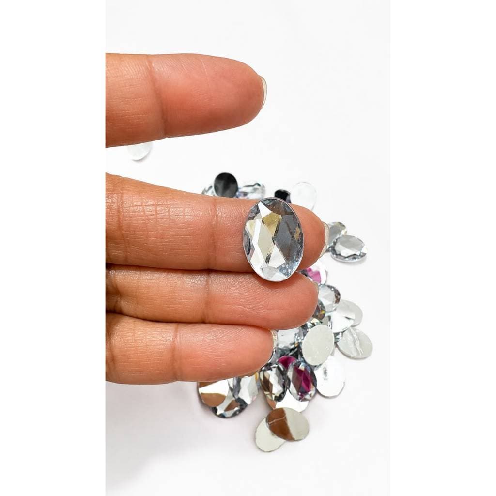Chaton Oval Acrílico 13x18mm Facetado para Laços, Artesanato e Personalização Kits 50e 100 Unidades