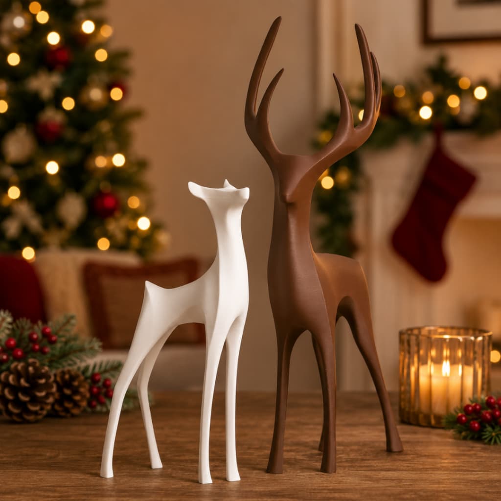 KIT 2 Renas Natalinas Decorativas Minimalistas | Enfeite de Natal 2 Servos de Decoração Sala