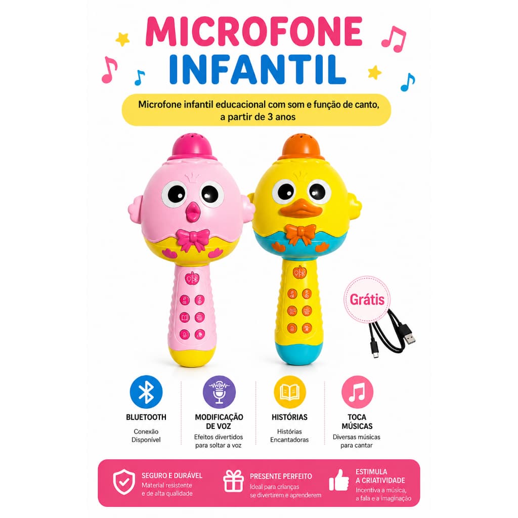 Brinquedo Microfone Infantil (ENVIO IMEDIATO)