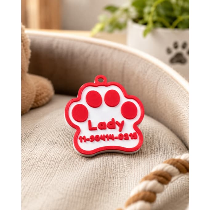 Plaquinha de Identificação Pet Personalizada com Nome e Telefone para Cachorro e Gato