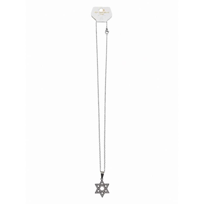 Colar Estrela de Davi em Aço Inoxidável 316L