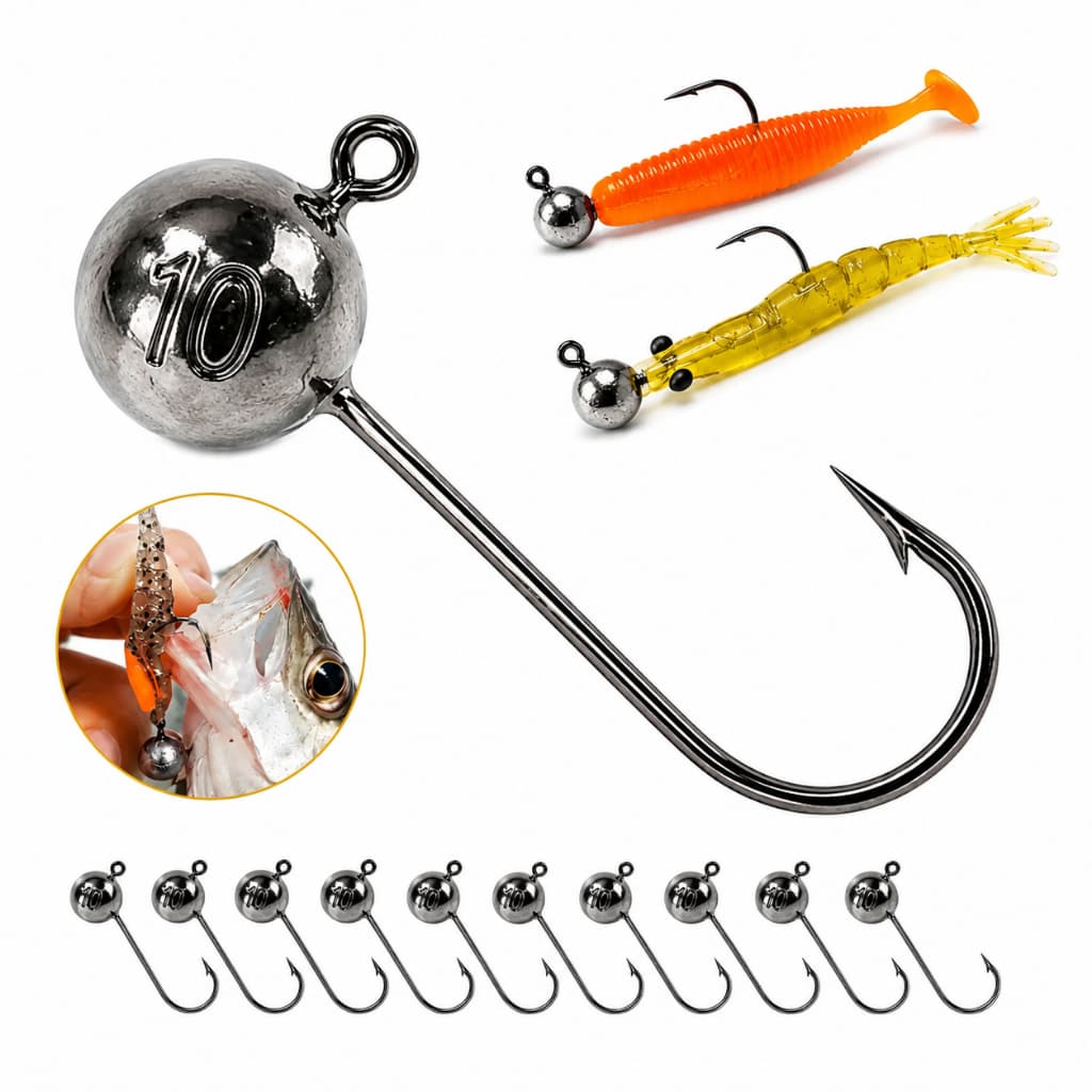 Jig Head Hunter Fishing 10 Unidades Extra Forte Para Camarão Soft Isca Artificial 90°