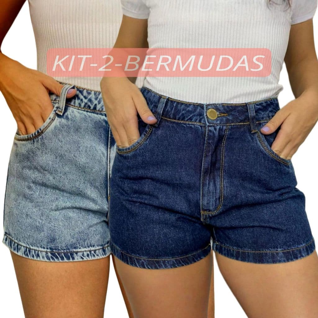 Short Jeans Feminino Sem Lycra Bordado Alto Padrão