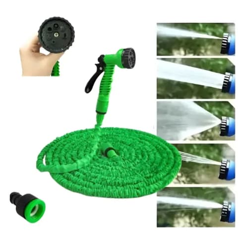 Mangueira Mágica Flexível Retrátil 15m Irrigação Jardim Verde E Azul