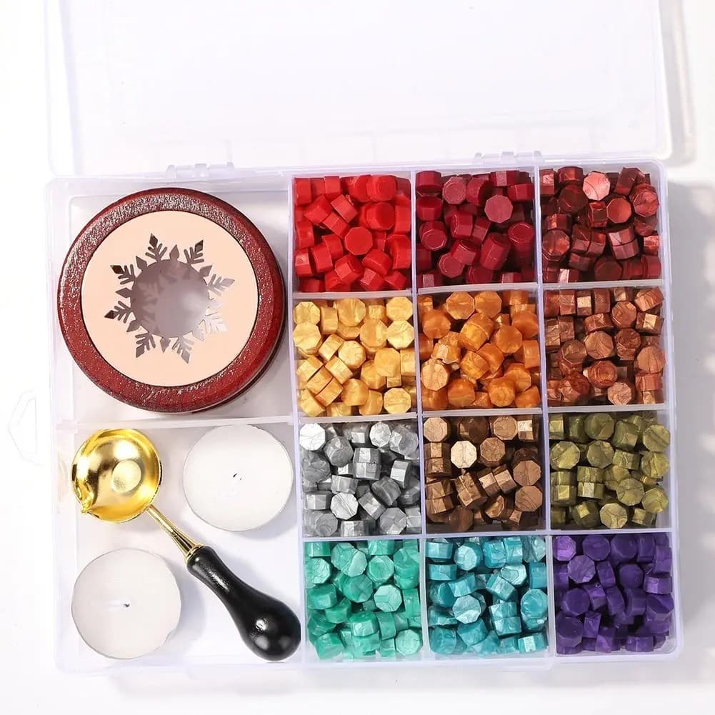 Kit Completo Cera  com 1200 Pedaços Coloridas - Colher, Velas, Forno