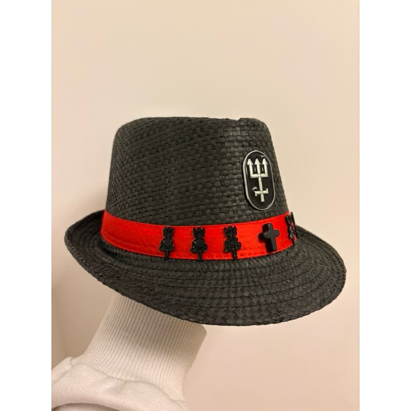 Chapéu decorado de Exu - Umbanda e Candomblé - preto com vermelho