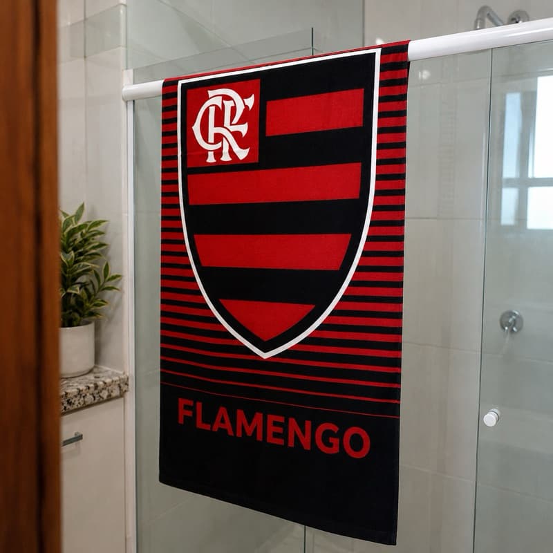 Toalha Flamengo 70x140cm 100% Algodão | Toalha de Banho Alta Absorção Macia e Resistente | Presente para Torcedor