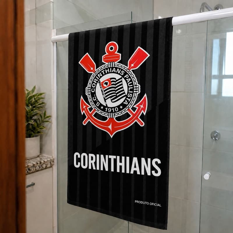 Toalha de Banho Corinthians Oficial 70x140cm 100% Algodão Macia Super Absorvente Time Futebol