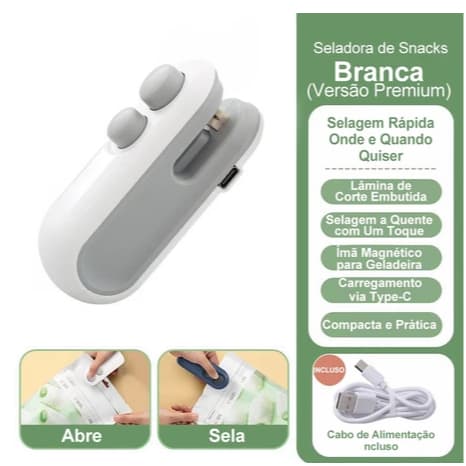 Mini Seladora de Embalagens Plásticas Recarregável (Selagem Rápida, Alta Qualidade, Portátil)