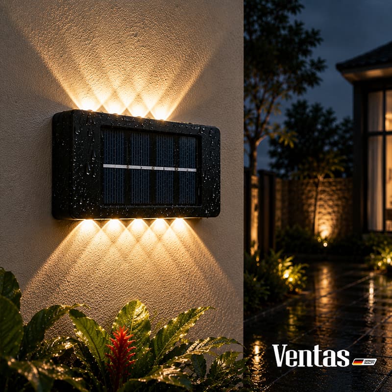 Ventas Luminária Parede Solar LED Arandela Luz Quente À Prova D'Água Residencial e Jardim Externo