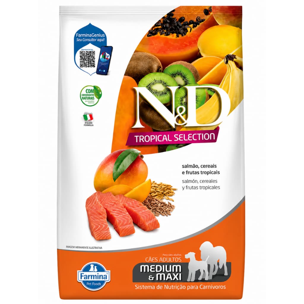 Ração N&d Tropical P/ Cães Adulto Medium E Max Salmão 10,1kg
