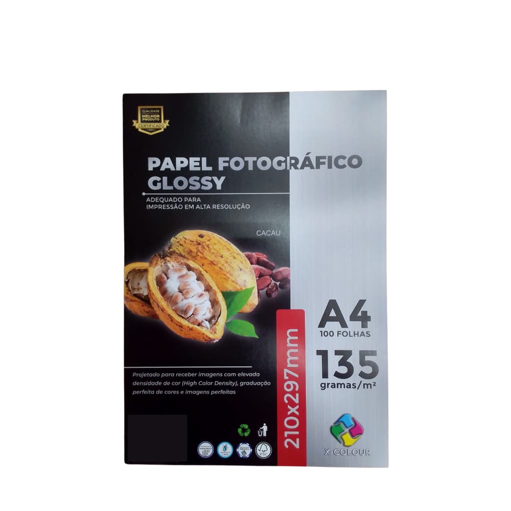 100 Folhas Papel Fotográfico Premium A4 Glossy 135g Impressão