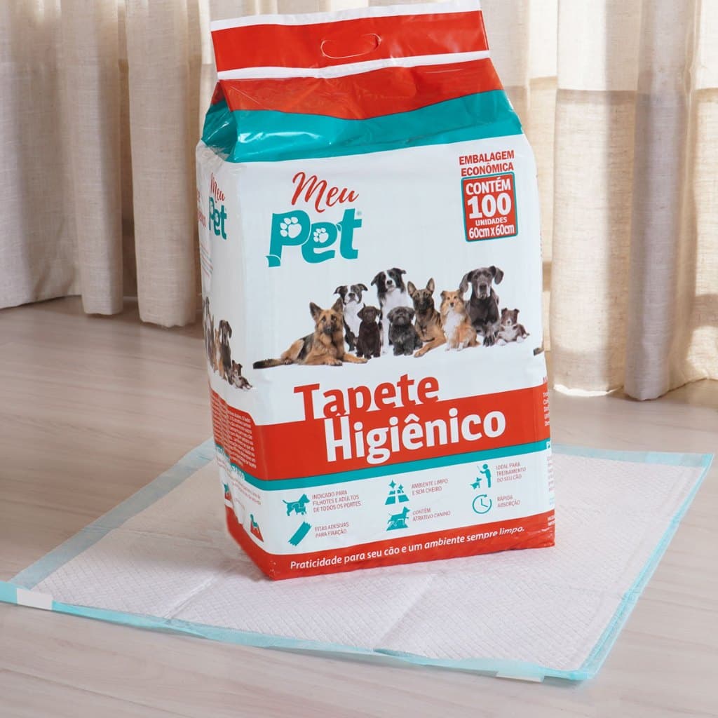 Tapete Higiênico Econômico Meu Pet 100 Unidades 60x60cm Alta Absorção para Cães
