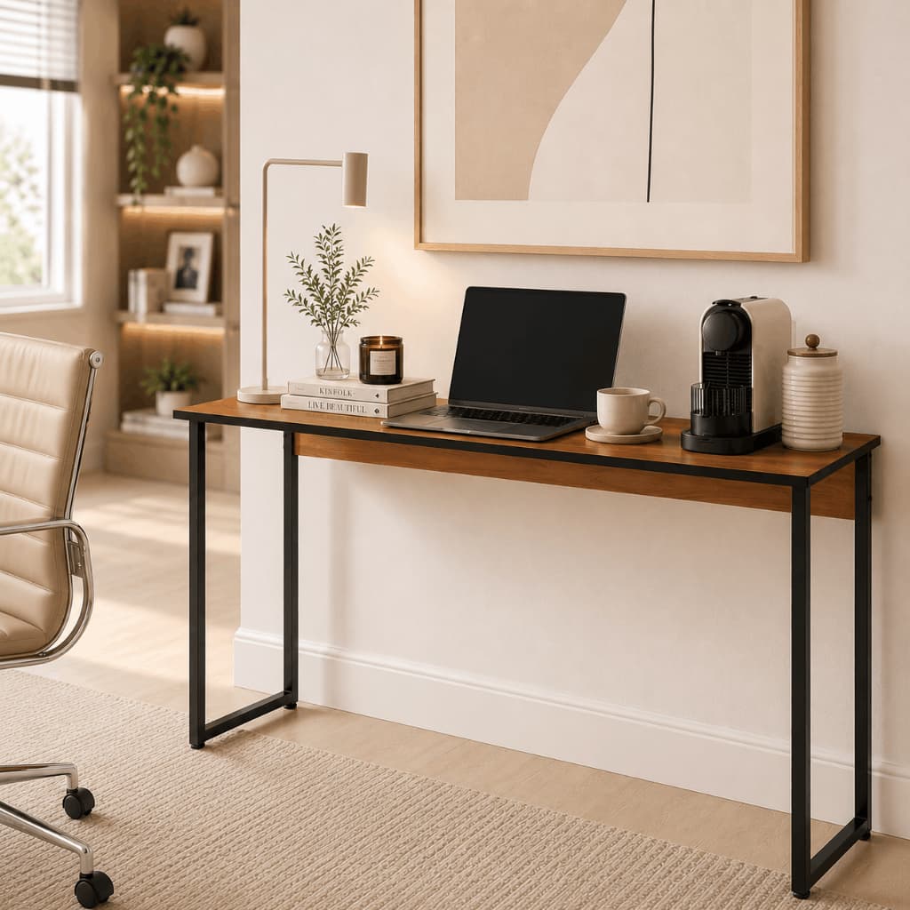 Mesa Escrivaninha Grande 115cm Estilo Industrial Moderna Escritório Estudos Home Office Aparador Buffet Sala