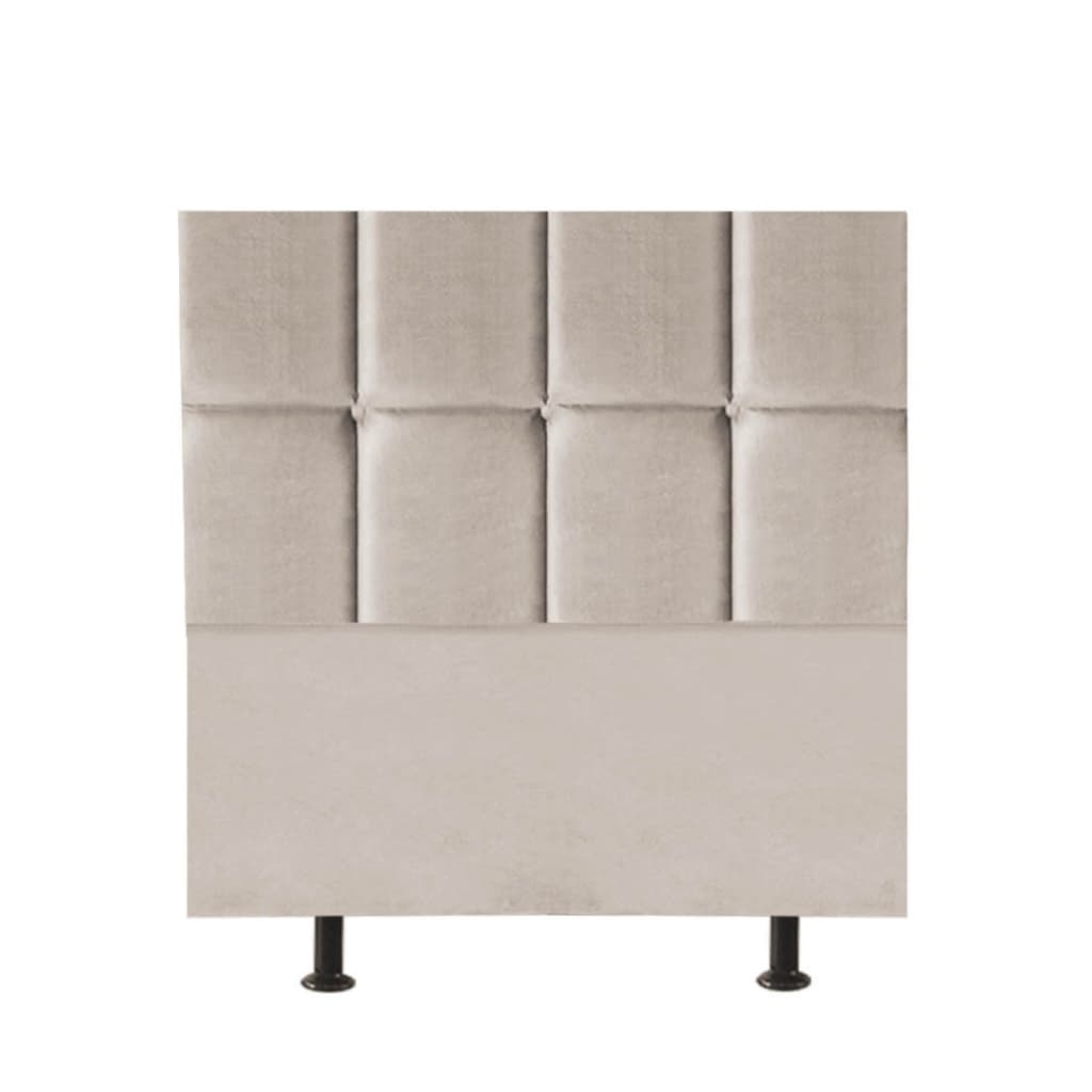 Cabeceira De Cama Solteiro 90cm Linho Com Pés Premium Cinza e Bege