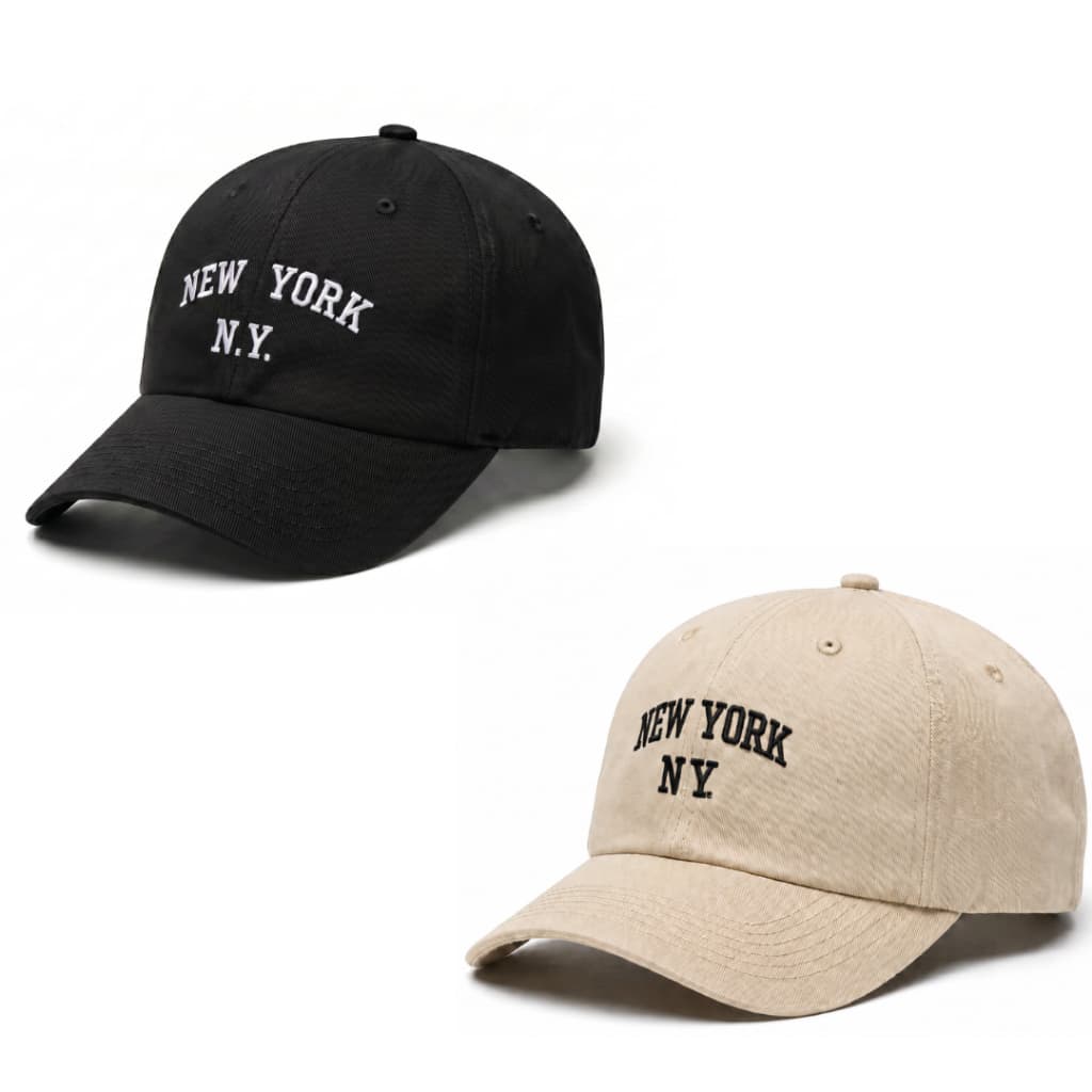 Kit 2 Bonés Ny New York Retro Basebol Aba Curva Boné Masculino Feminino Regulagem Fitão Ajustavel