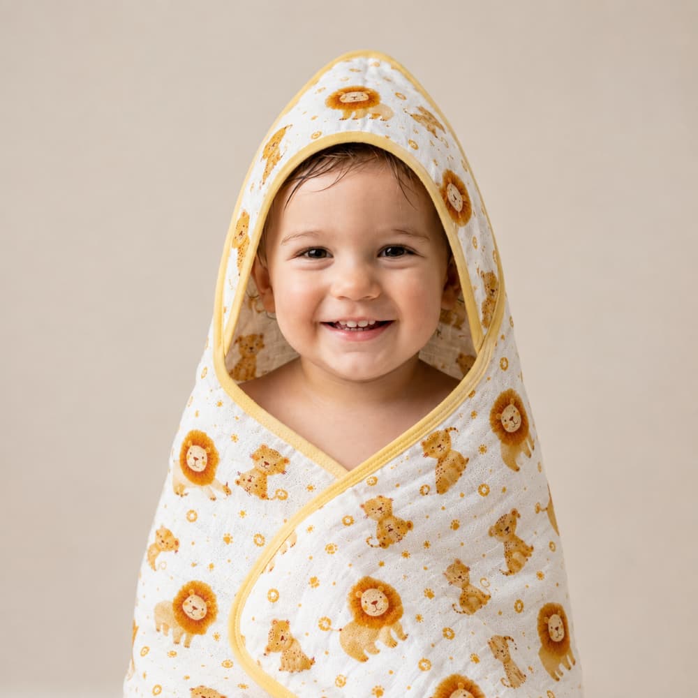 Toalha de Banho Bebe Fralda Soft com Capuz 100% Algodão Enxoval Menino Menina  Neutro 3 camadas