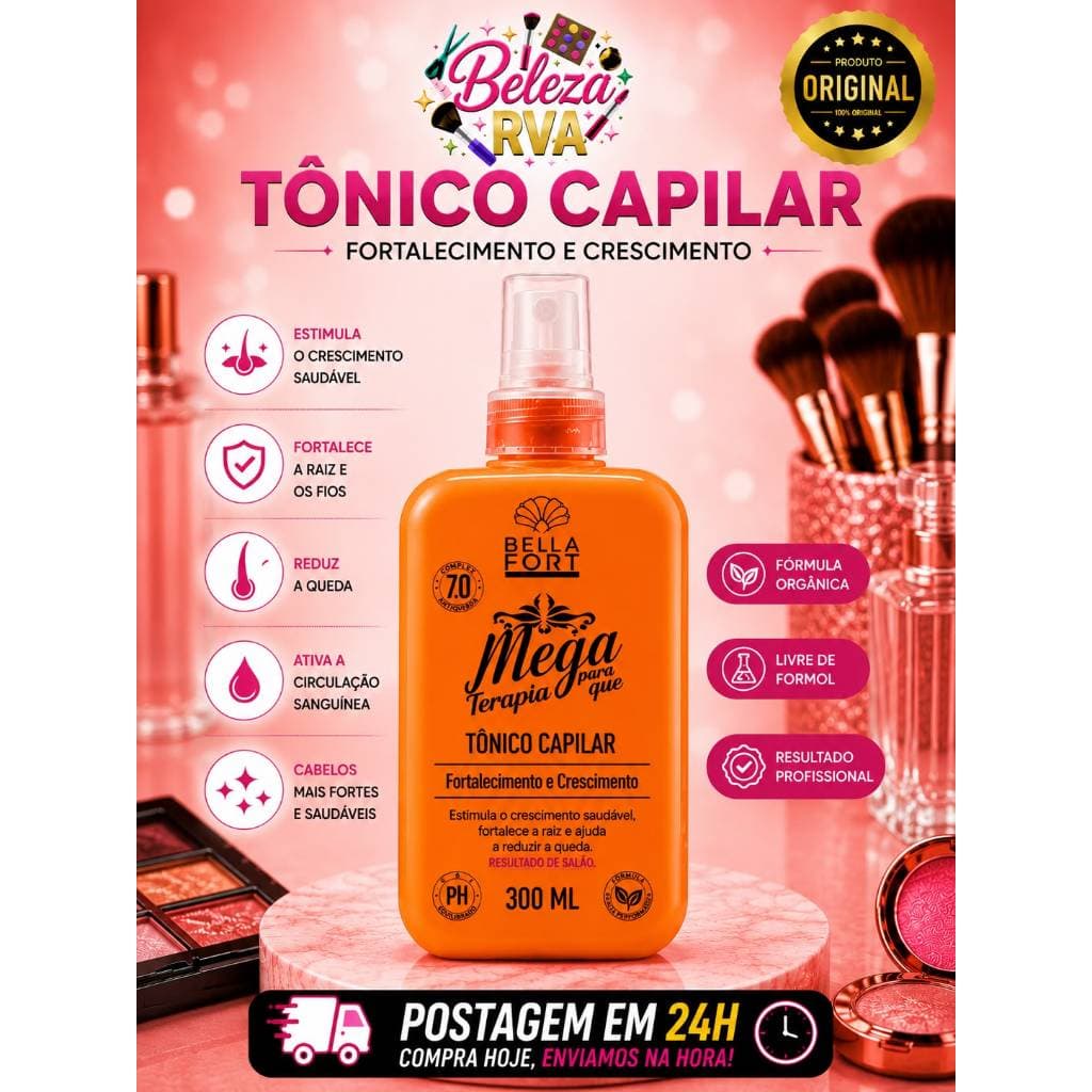 Tônico Poderoso Capilar Bella Fort 300ml Crescimento Fortalecimento Antiqueda Cabelos