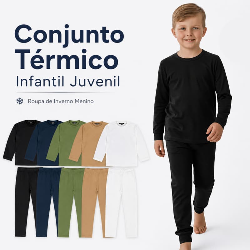 Conjunto Termico Infantil Juvenil Roupa De Inverno Menino Conjunto Tamanho 1 Ao 14 Anos