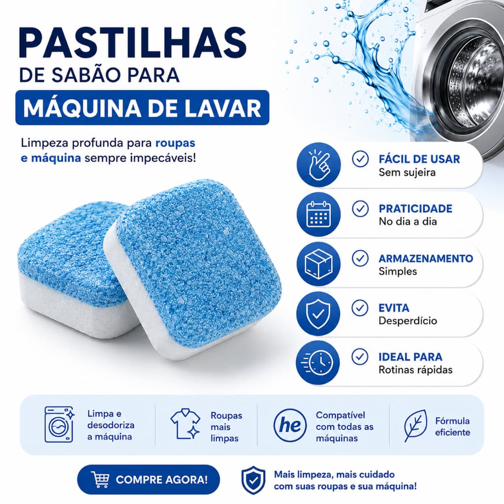 Limpador de máquina de lavar Pastilha comprimido efervescente sólido para remover manchas