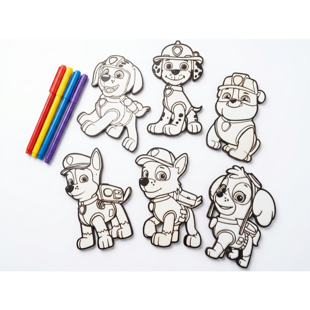 Kit 6 Personagens Patrulha Canina para Pintura Infantil | Atividade Educativa para Colorir | Artesanato, Festa