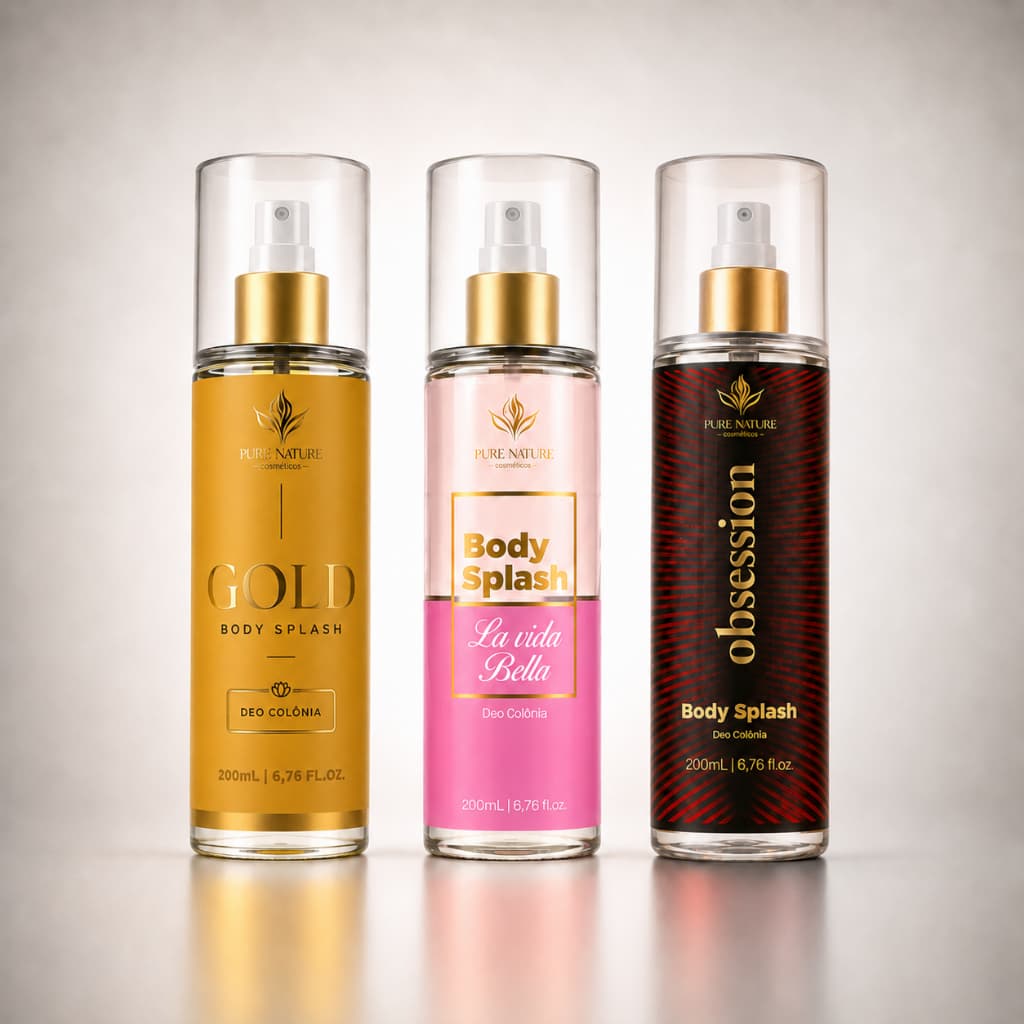 Kit 3 Body Splash 200ml cada Feminino Inspiração de Longa Duração Marcante Pure Nature