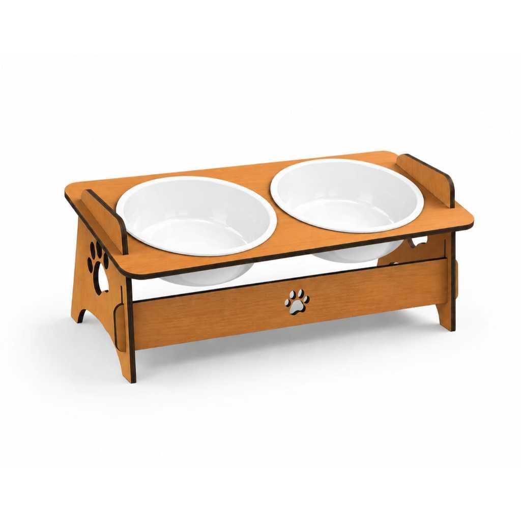 Bebedouro Comedouro Gato Cachorro Pet Confortavel Suporte MDF Tigela Plastico