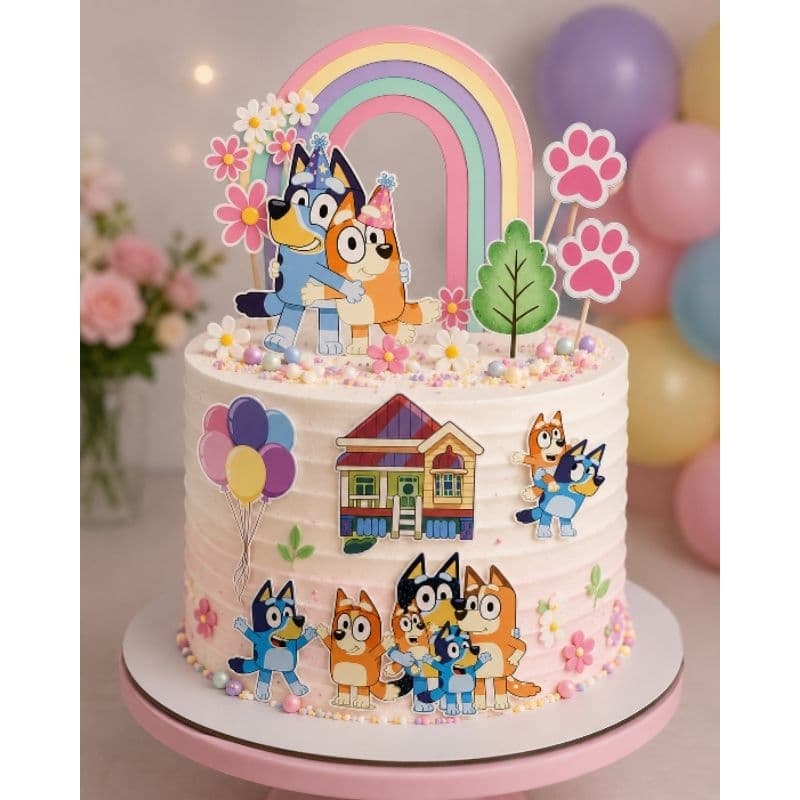 Topper de Bolo Tema Bluey – Decoração Personalizada com nome e idade.