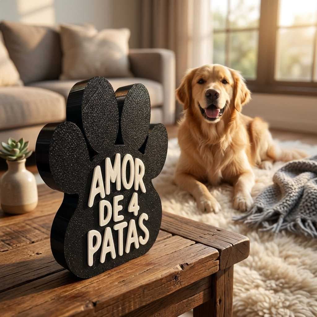 Placa Decorativa Pet Amor de 4 Patas | Decoração Casa Cachorro Presente SALA QUARTO ESCRITÓRIO Pets