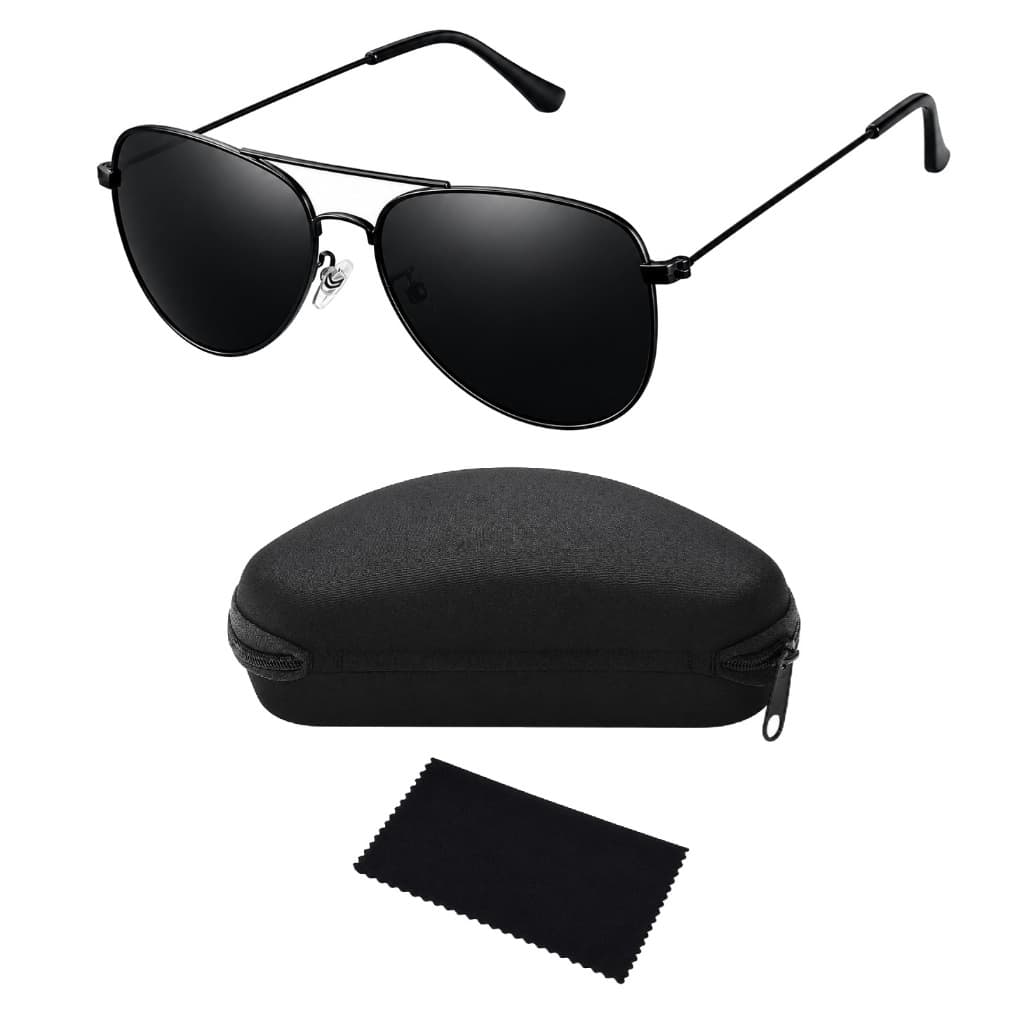 Óculos De Sol Aviador Masculino Feminino Proteção UV400 Todo Preto Premium Clássico Dirigir Pesca N9