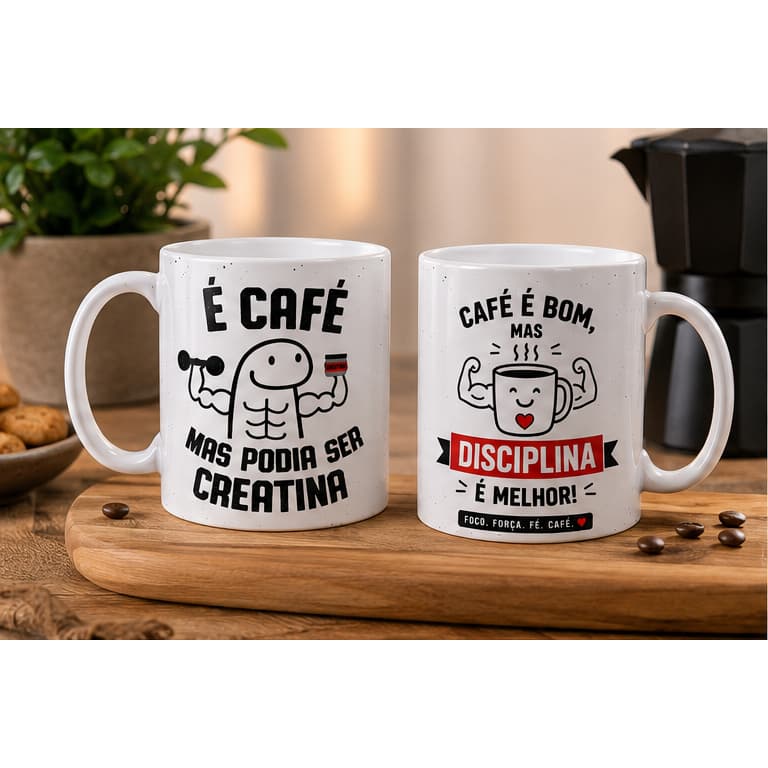 Caneca É Café Mas Podia Ser Creatina 325ml Presente Engraçado para Marombeiros e Apaixonados por Café