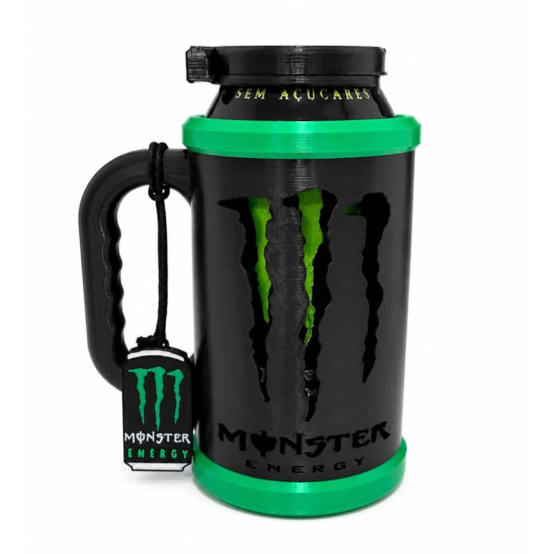 Caneca Monster 473ml Personalizada com Nome | Suporte para Lata com Alça | Impressão 3D