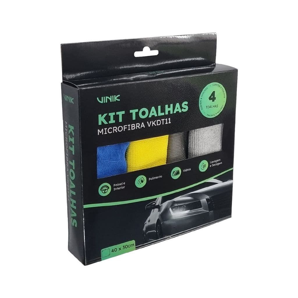 Kit 4 Panos De Limpeza Toalhas Microfibra para detalhamento superfícies automotivas Vinik