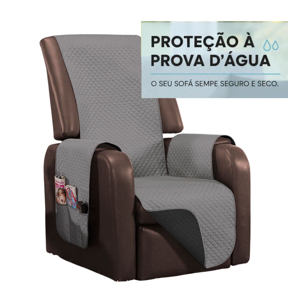 Capa Protetor Impermeável Para Poltrona Dupla Face Com Porta Objetos