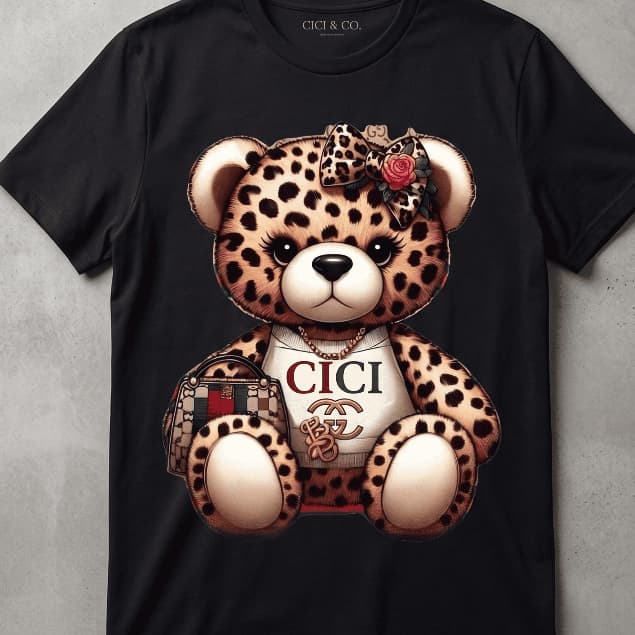 Camisa Camiseta Urso CiCi Feminino Mulheres Blusa T-Shirt Casual Bear Cute Casual Tendência