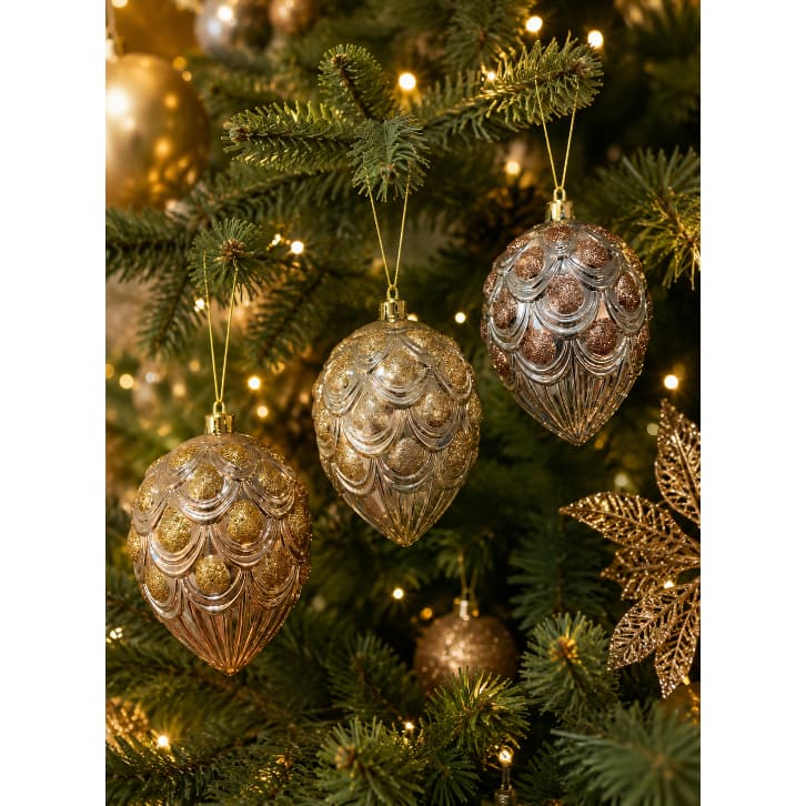 Enfeite Pingente Brilho Luxo Natal Decoração Colorido 3 Unid