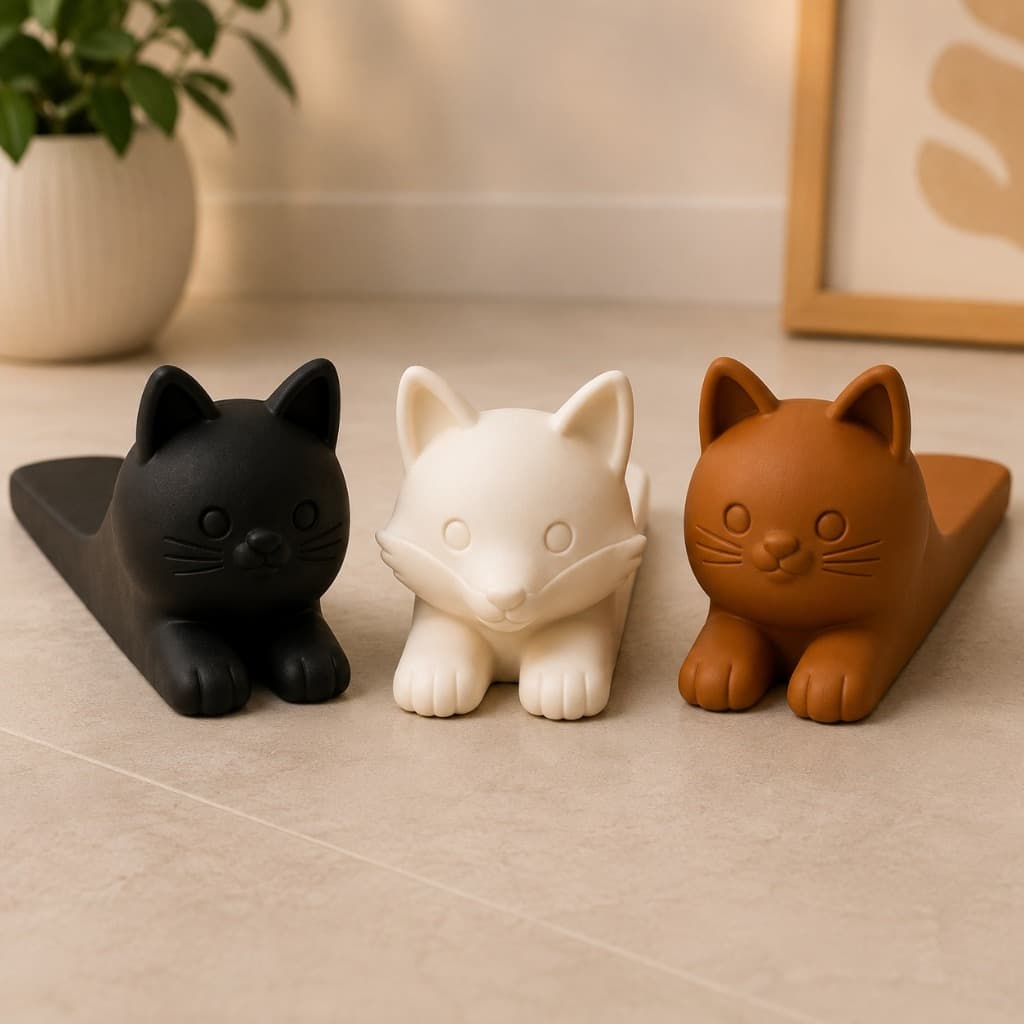 Trava Porta Gato Raposa Antiderrapante Batente Cunha Calço Decorativo Resistente Animais Fofos